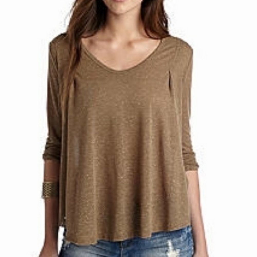 Free People Brown Relaxed Fit Tambourine Top, Size S